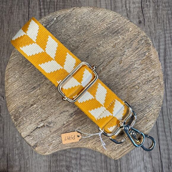 Wide Yellow Striped Purse Strap Crossbody Bag Strap Guitar Strap NEW FAST SHIP - Picture 3 of 4